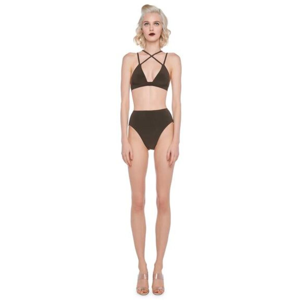 Norma Kamali Bra Double Strap Jog Bra Women's‎ Black Size Large NWT